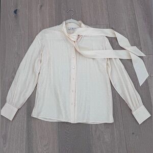 Tory Burch Monogram Silk Cream Women's Blouse Size 4